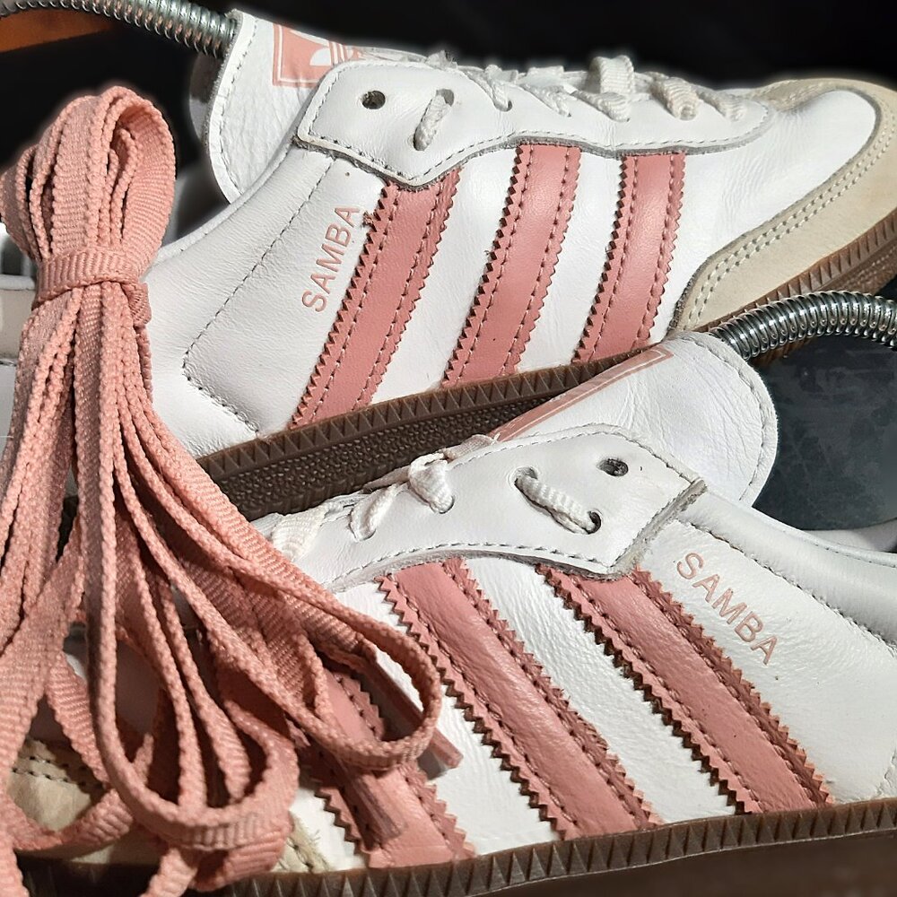 Adidas Samba 🚺 Women's Size 8 OG Cloud White Wonder Mauve Tan Gum JI2677 Shoes - Picture 2 of 16